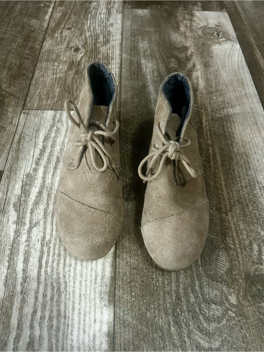 Toms Kids Taupe Suede Lace-Up Ankle Boots